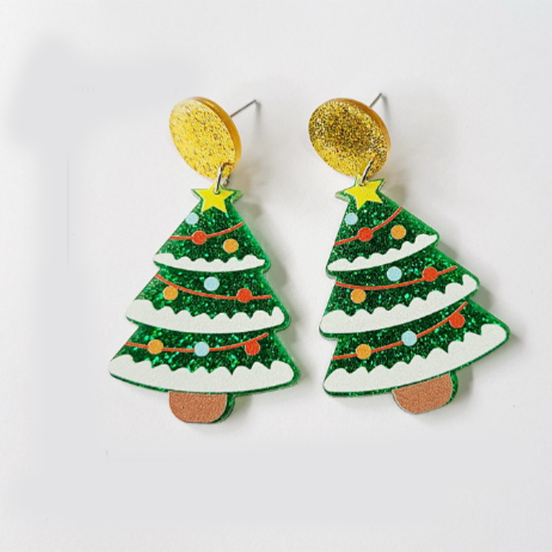 Shining Christmas Tree Acrylic Earrings