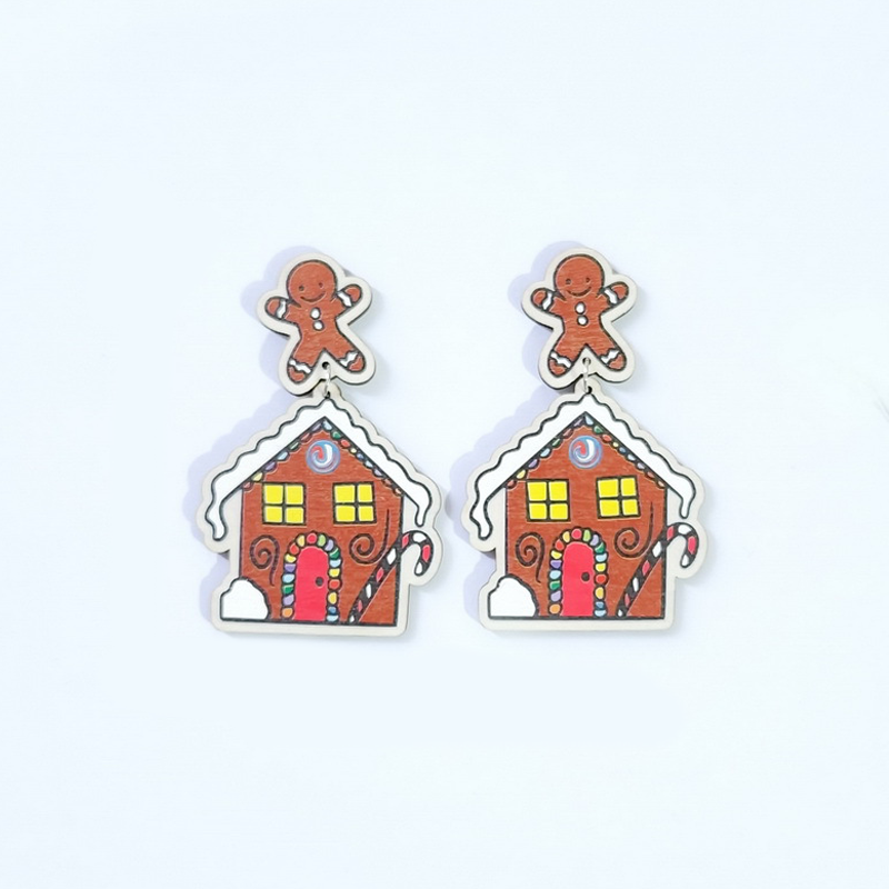 Gingerbread Man And His House Earrings