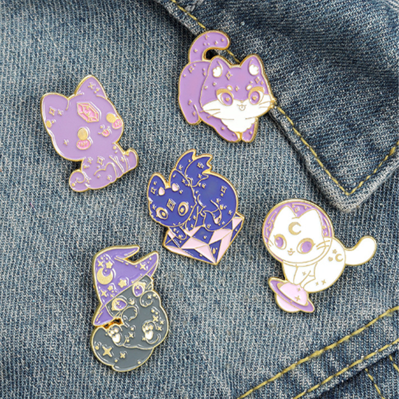 Cartoon Magic Cat Series Pin Set