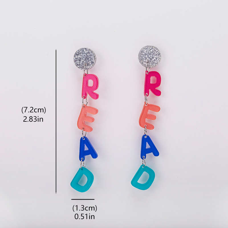 Read Rainbow Letters Acrylic Earrings