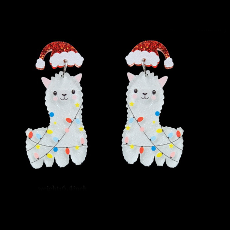 Christmas Alpaca Acrylic Earrings
