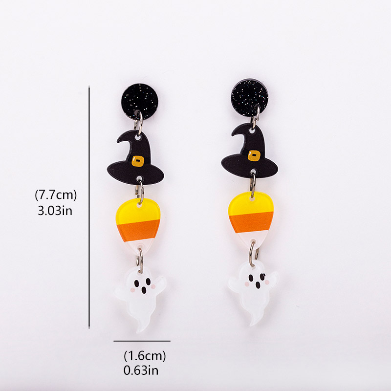 Candy Corn Ghost Acrylic Earrings
