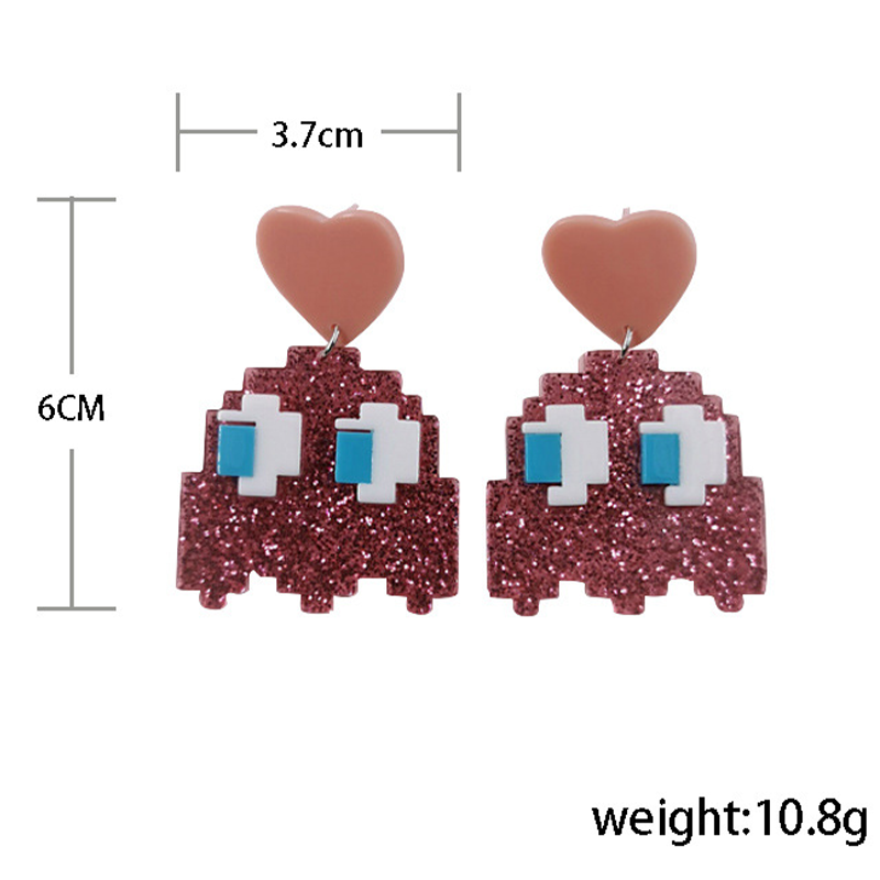 Pink Shining Pac-Man Acrylic Earrings