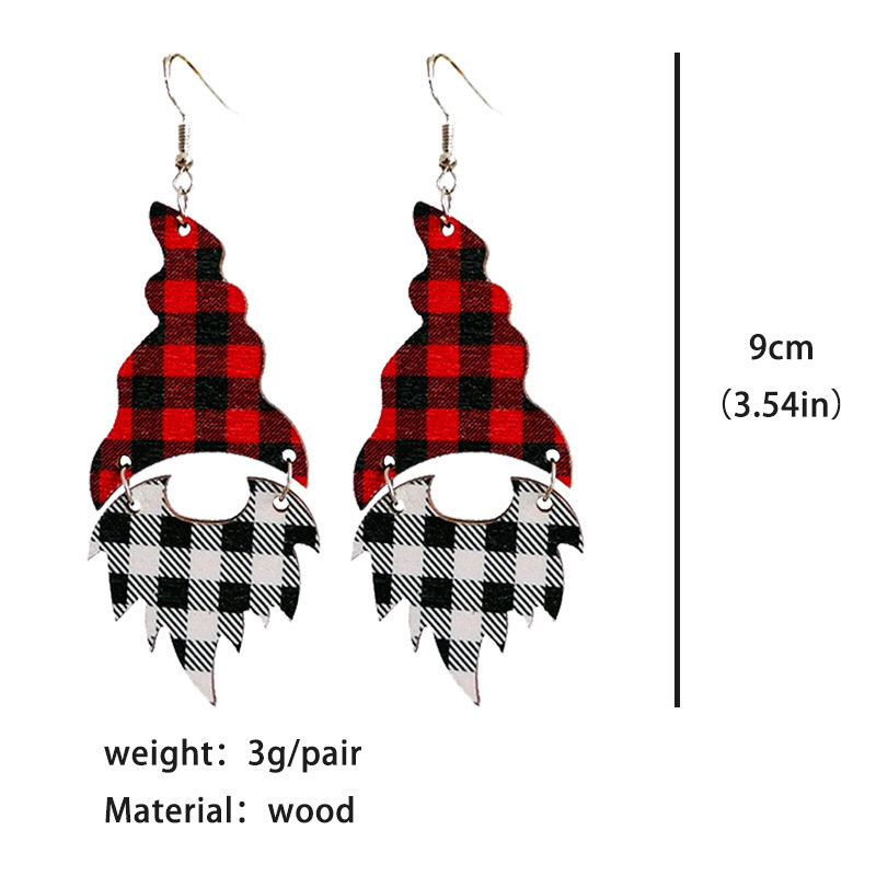 Rock Plaid Wooden Earrings