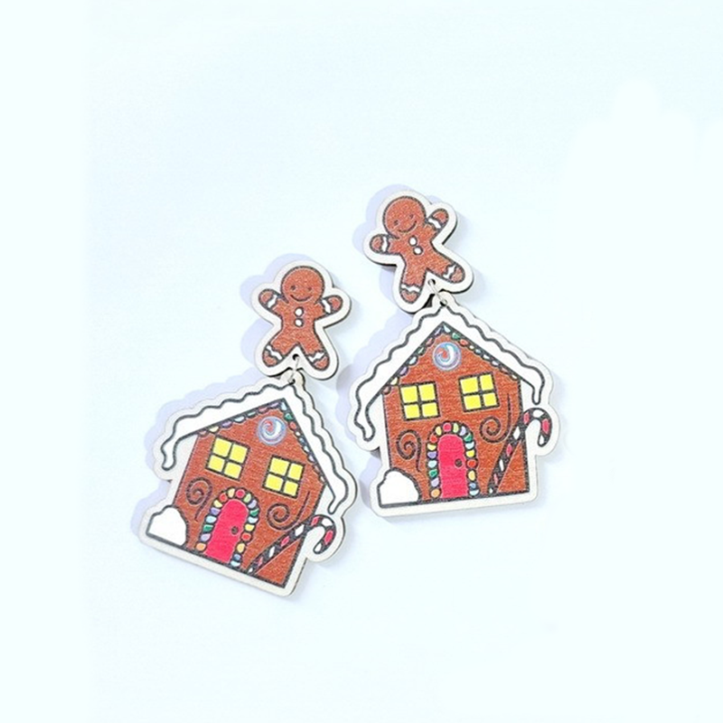 Gingerbread Man And His House Earrings