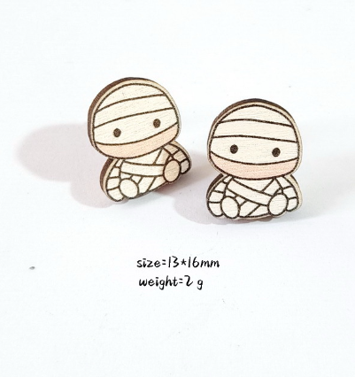 Cute Mummy Wooden Earrings