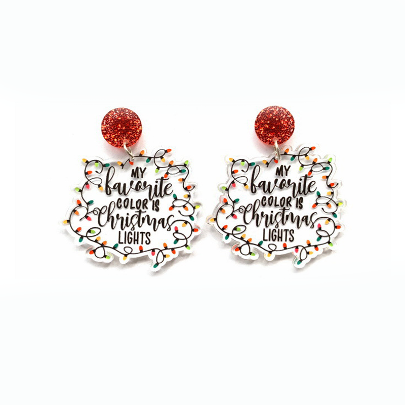 My Favorite Color Is Christmas  Light Acrylic Earrings