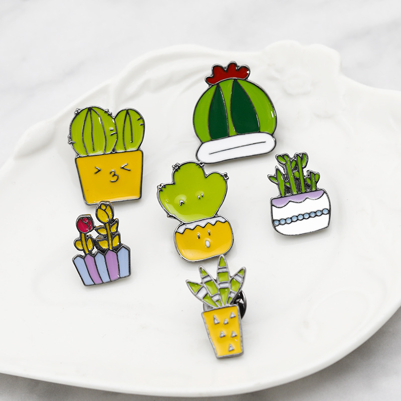 Cute Cactus Flowers Pin Set