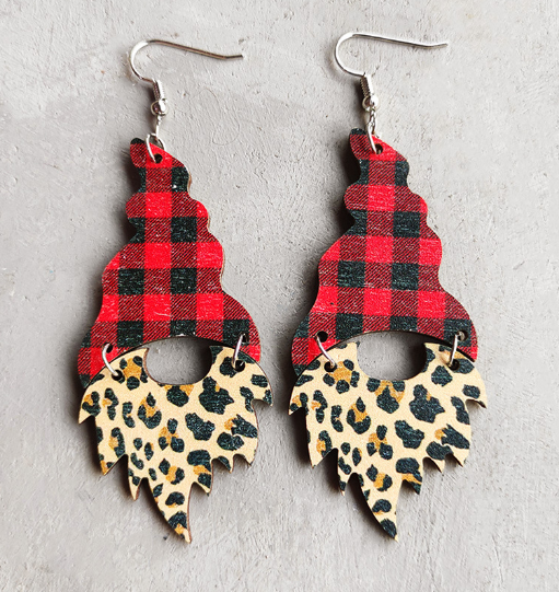 Rock Leopard-print Wooden Earrings