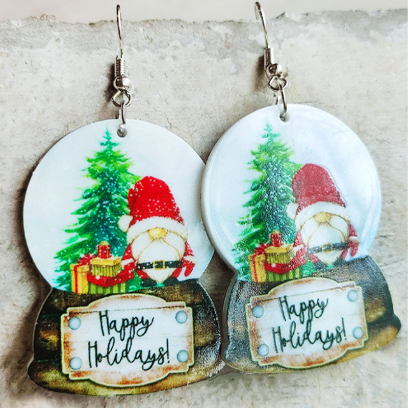 Santa Crystal Ball Acrylic Earrings