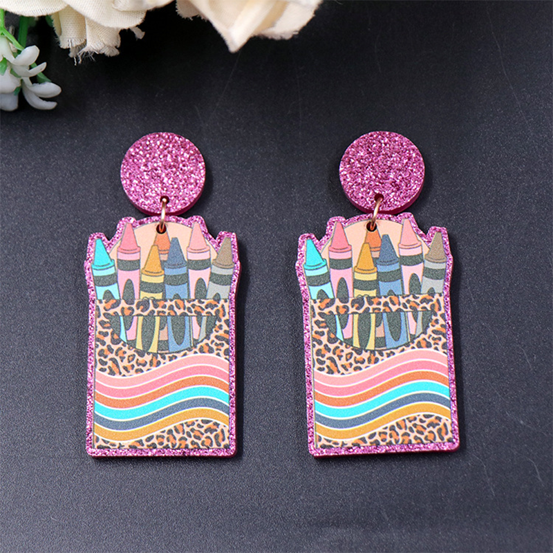 Shining Colorful Crayons Acrylic Earrings