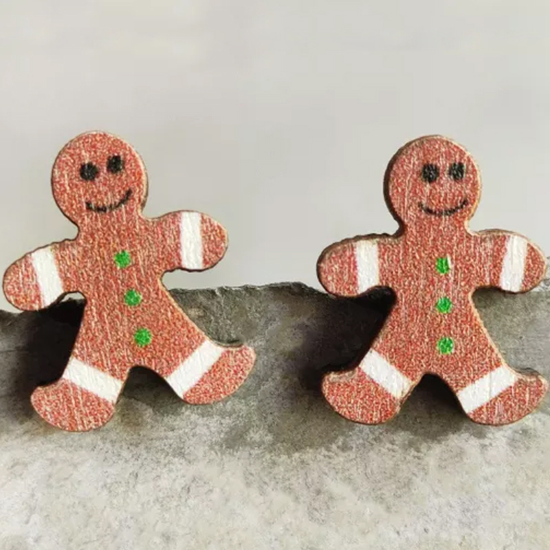 The Gingerbread Man Wooden Earrings