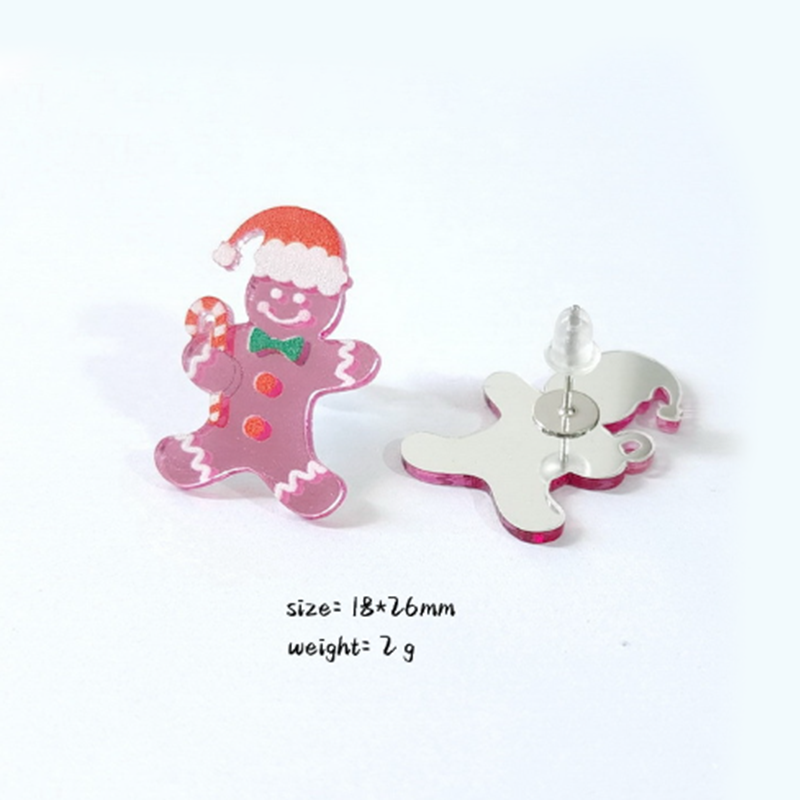 Pink Gingerbread Man Acrylic Earrings