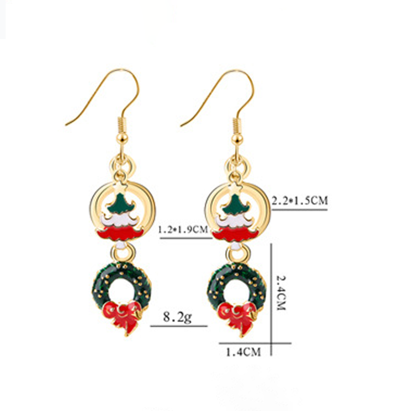 Christmas And Wreath Metal Earrings