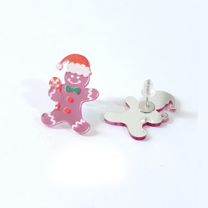 Pink Gingerbread Man  Acrylic  Earrings