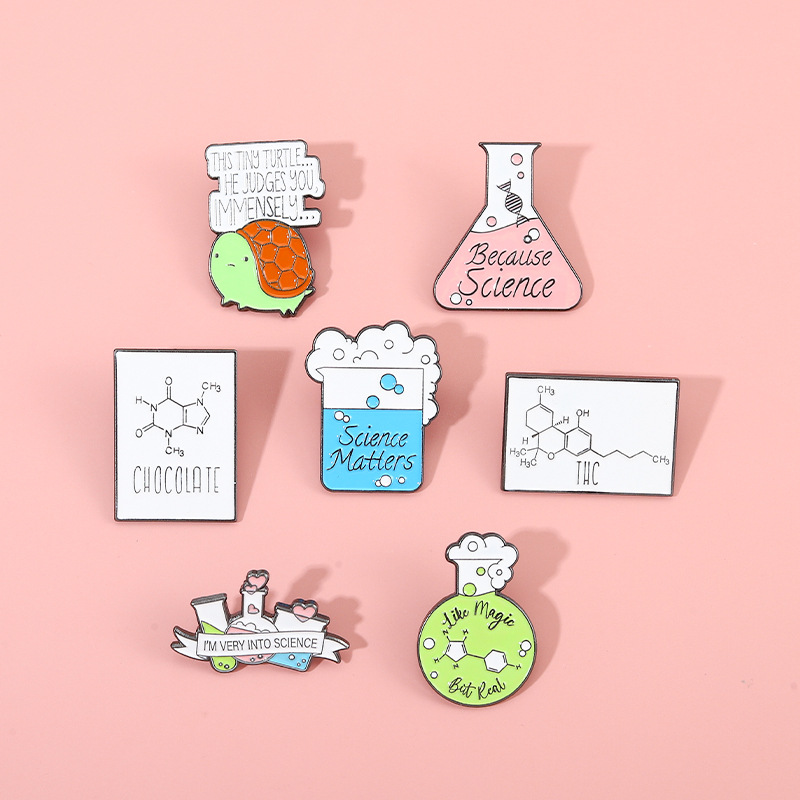 Cute Chemical Reagent Turtle Pin Set