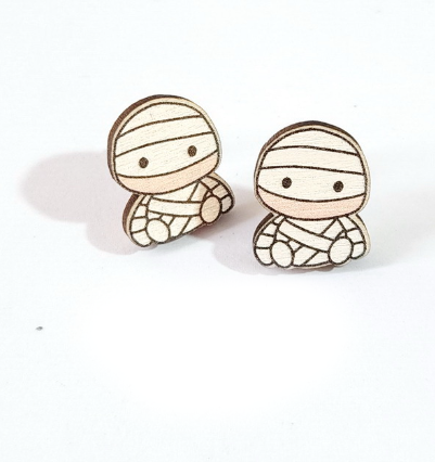 Cute Mummy Wooden Earrings