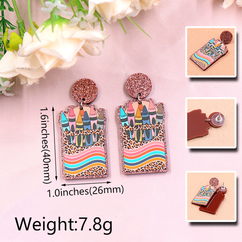 Shining Colorful Crayons Acrylic Earrings