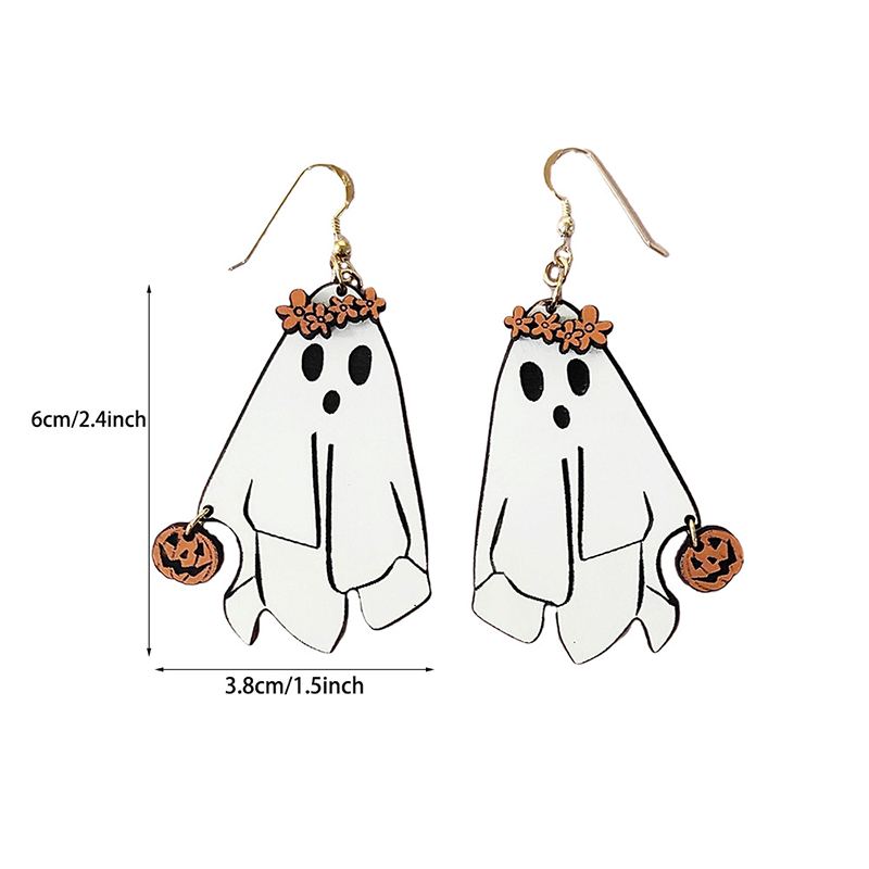 Halloween Ghost Wearing A Wreath Earrings