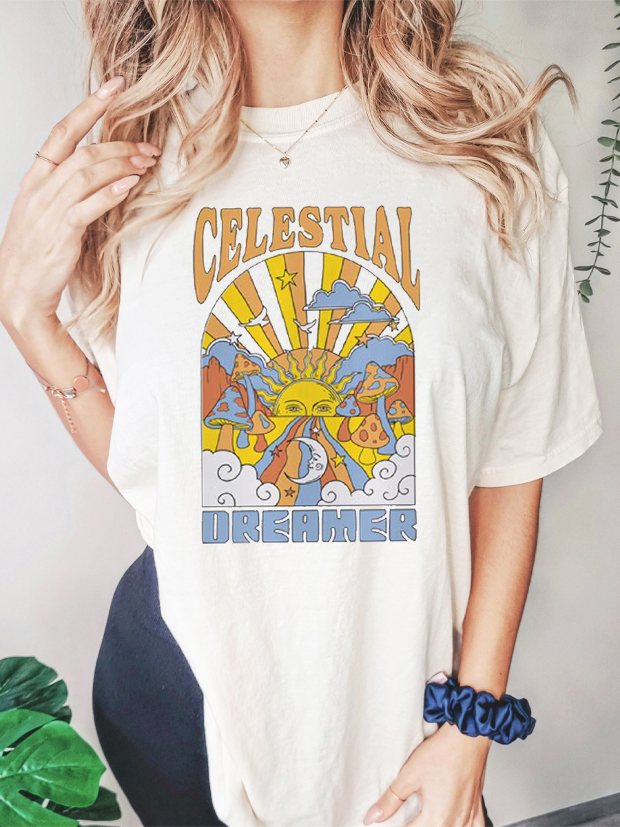 70S Retro Psychedelic Mushroom Tee Shirt