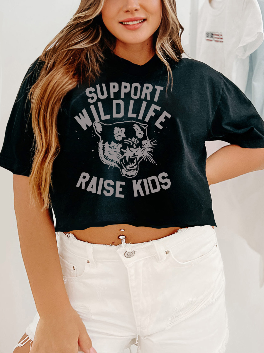 Support Wildlife Raise Kids Crop Tee