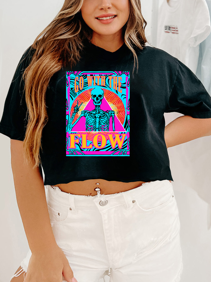 Go With The Flow (Skeleton) Crop Tee