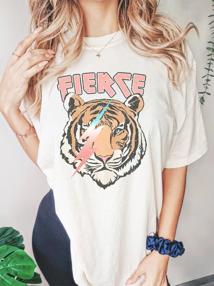 Vintage Tiger Graphic Tee in White