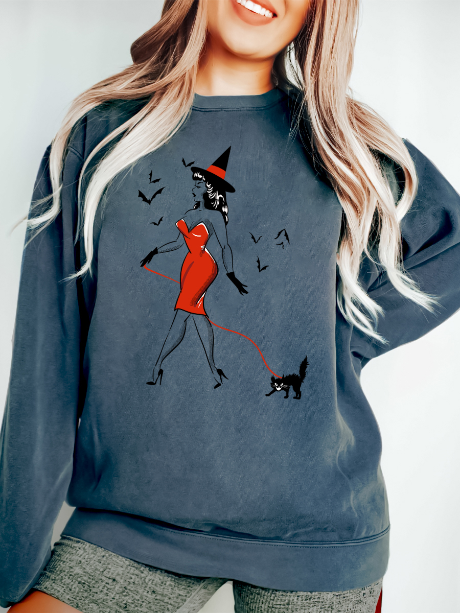 Witch And Black Cat Sweatshirt