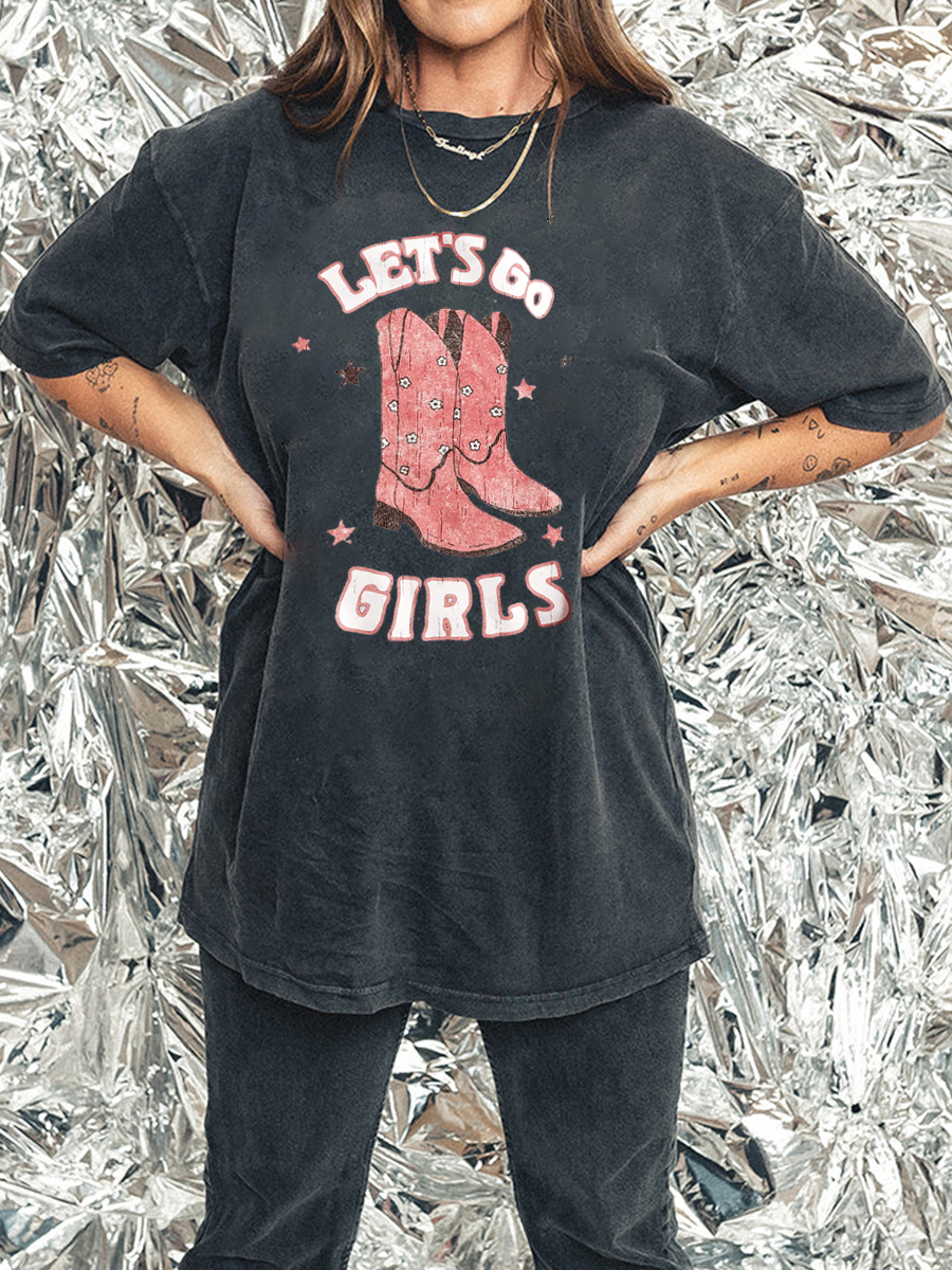 Let'S Go Girls Bleached Out Side Slit Tee