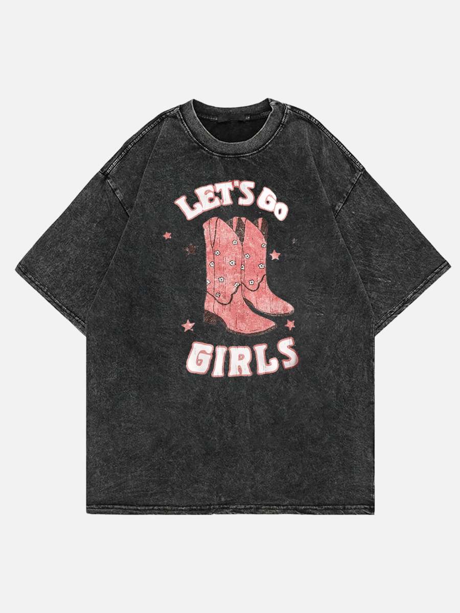 Let'S Go Girls Bleached Out Side Slit Tee