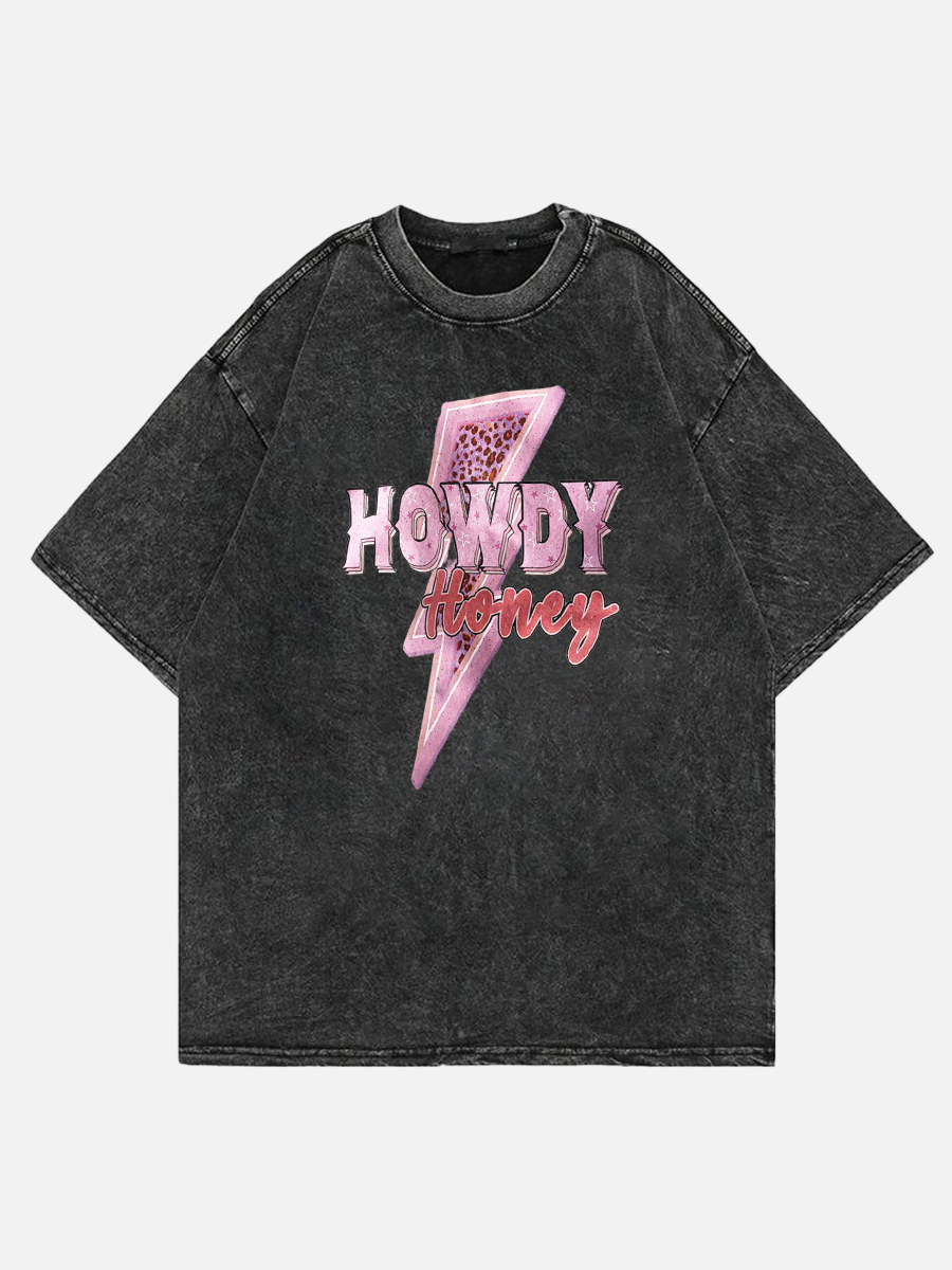 Howdy Honey Bleached Out Side Slit Tee