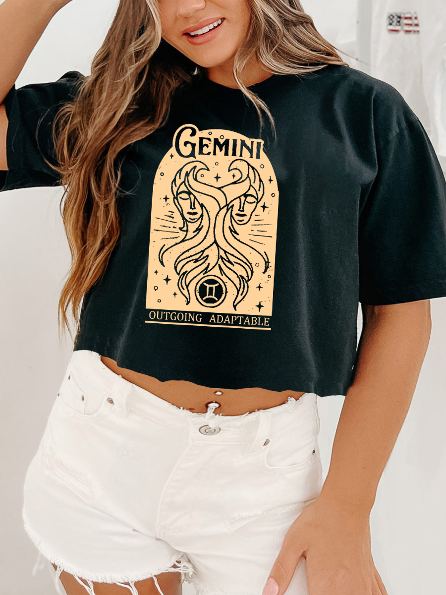 Gemini Bohemian Zodiac Crop Tee
