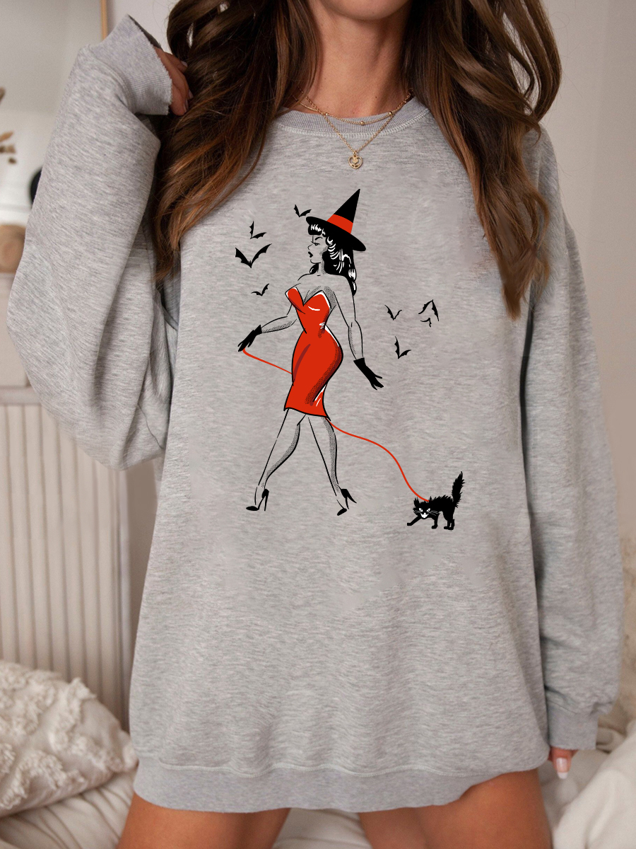 Witch And Black Cat Sweatshirt