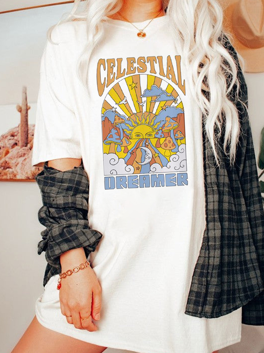 70S Retro Psychedelic Mushroom Tee Shirt