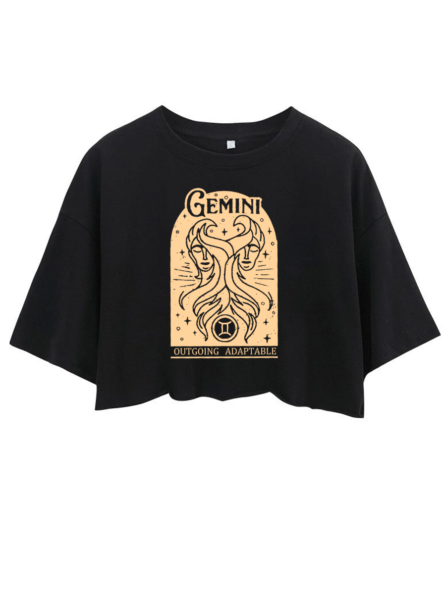 Gemini Bohemian Zodiac Crop Tee