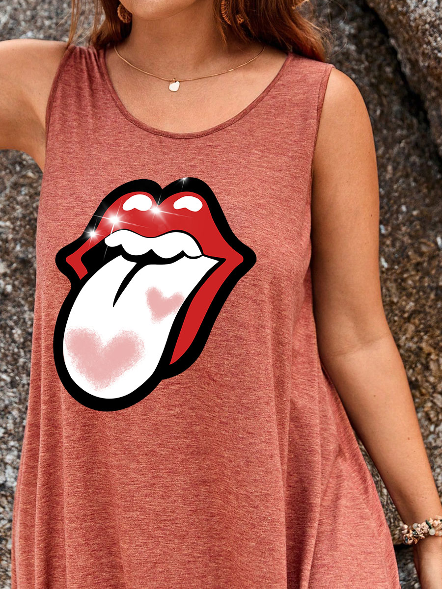 Baseball Tongue Split Thigh Tank Dress