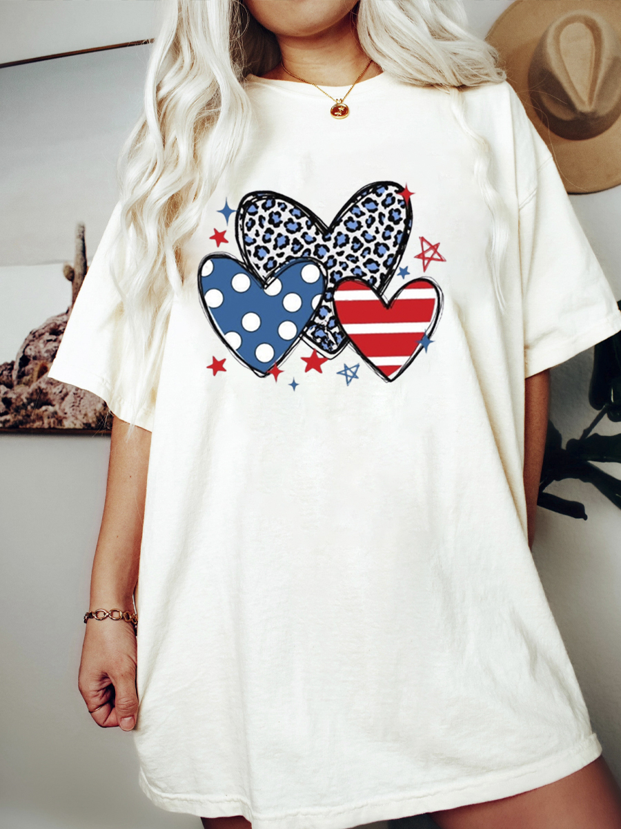 American Hearts Leopard Print T-Shirt