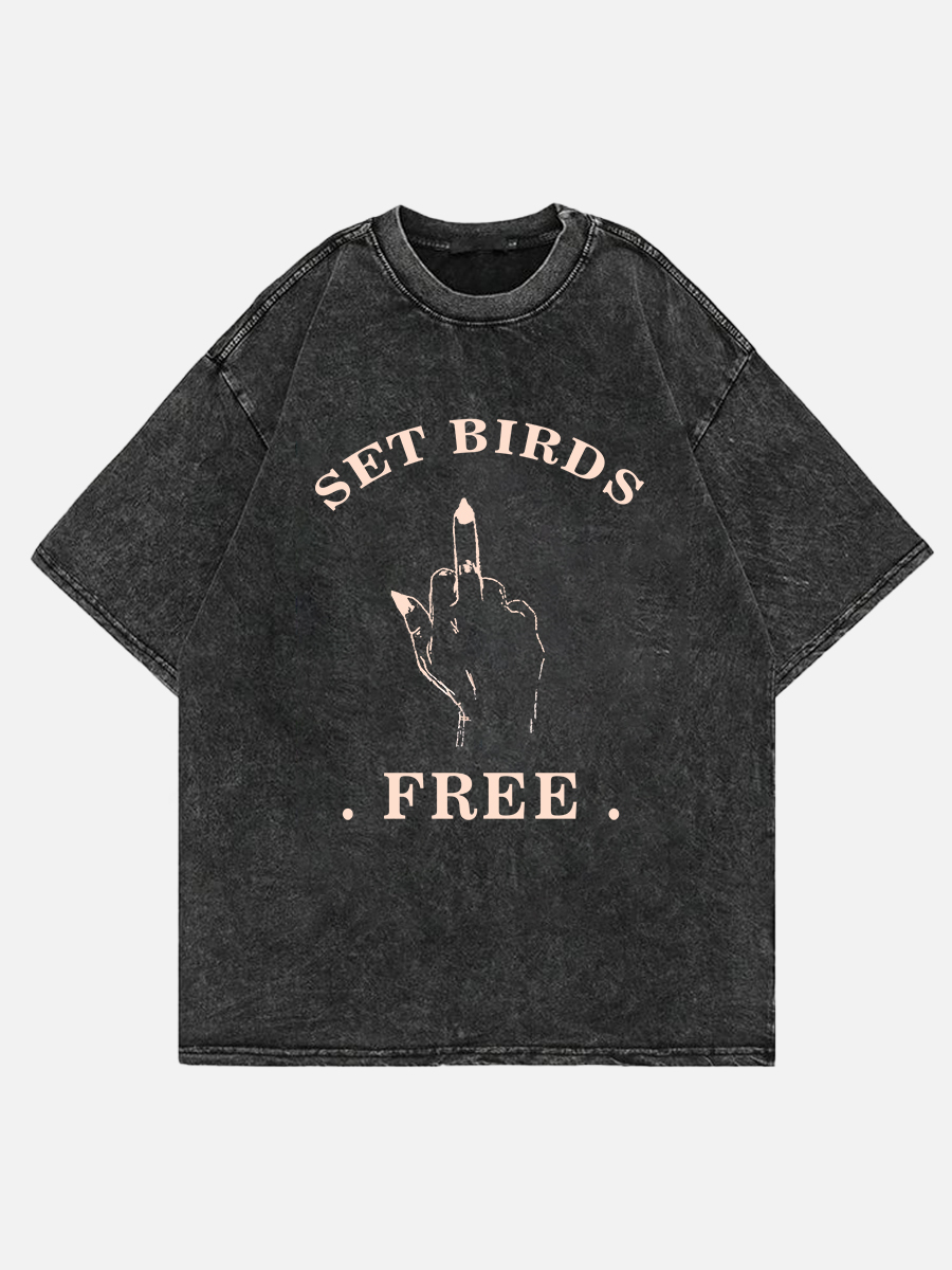 Set Birds Free Side Slit Tee