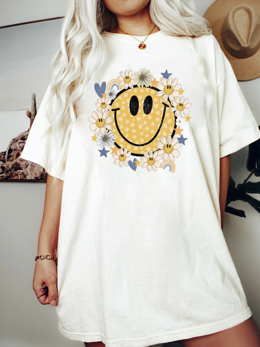 Polka Dot Daisy Retro Smiley Shirt