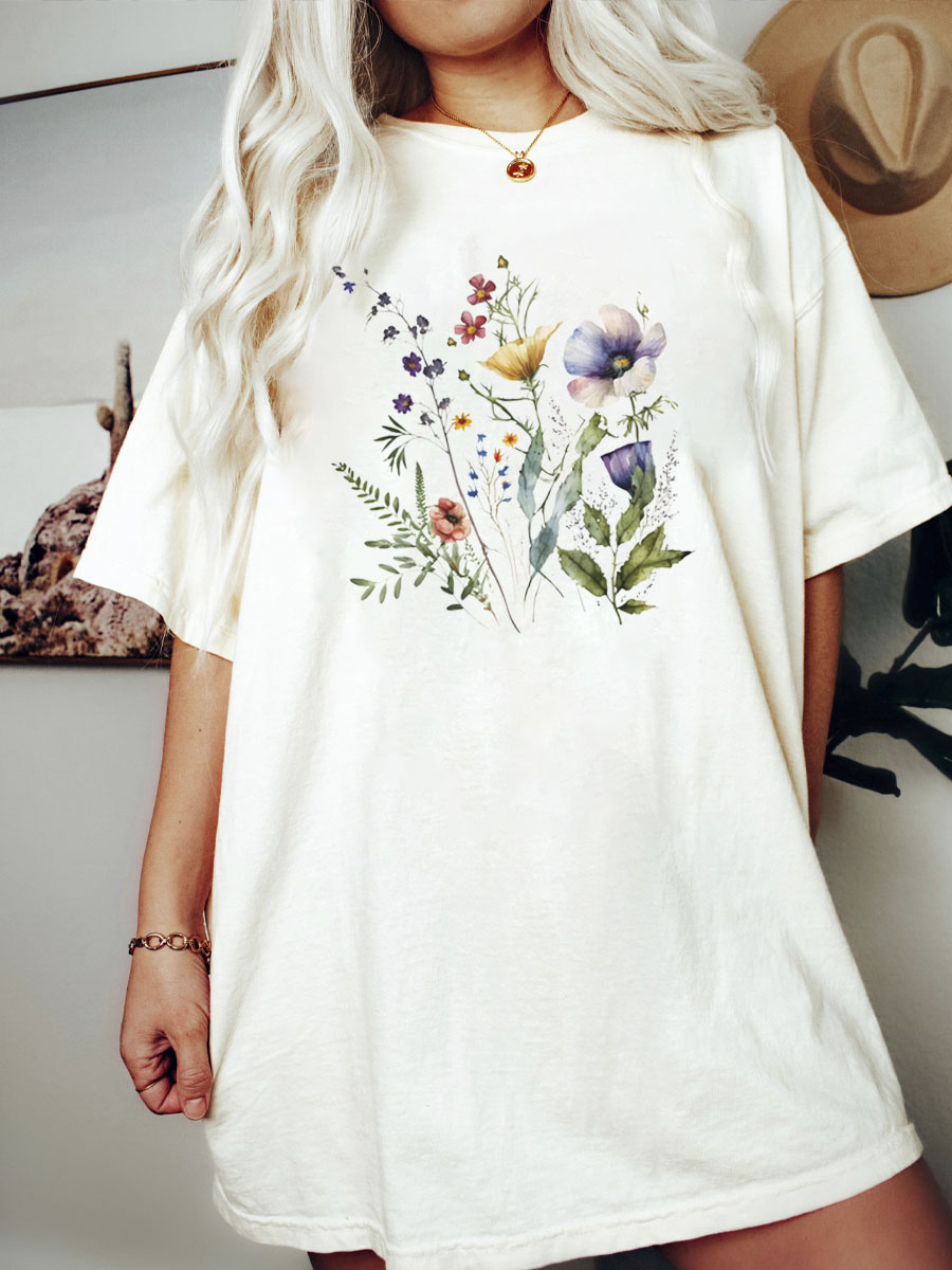 Shirt Flower  Floral , Plant Graphic Tees for women, Wild Flower