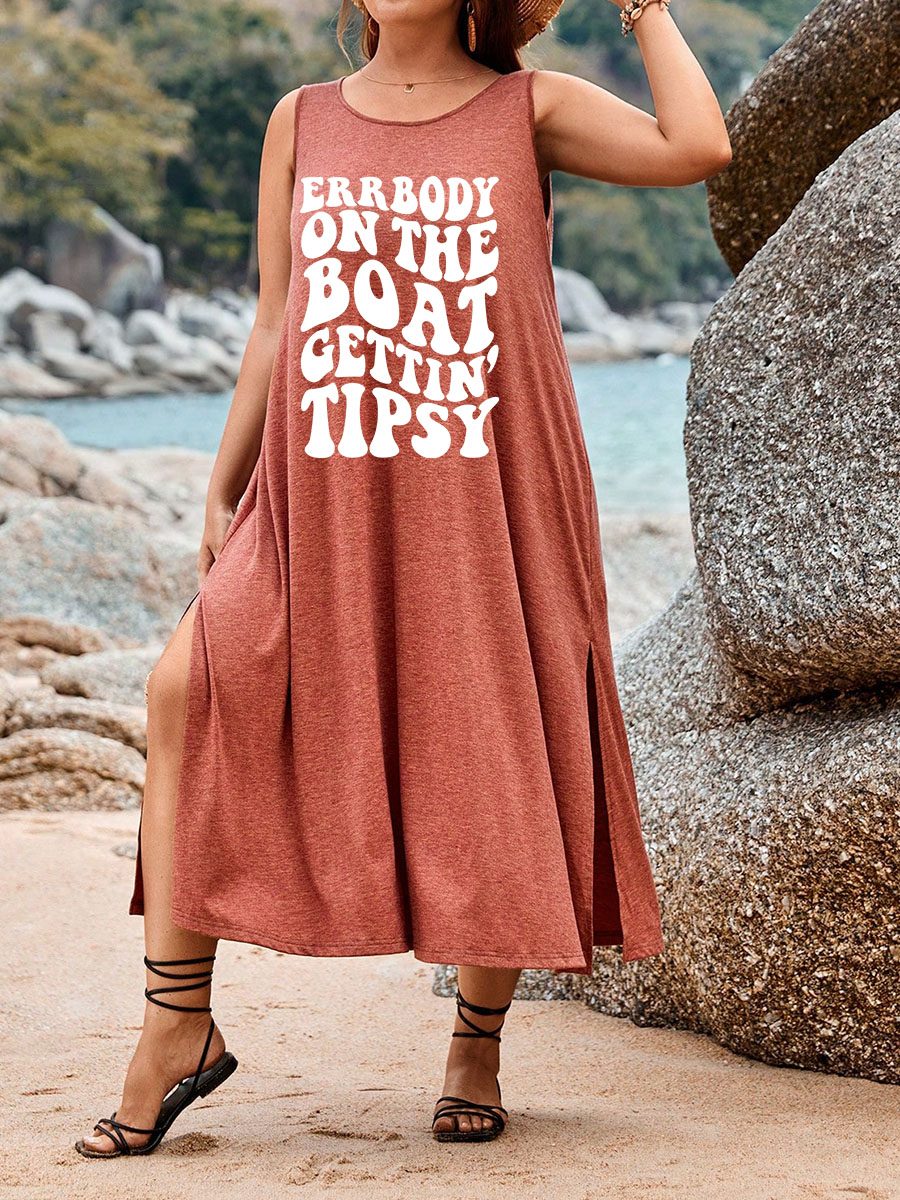 Errbody Gettin Tipsy Split Thigh Tank Dress