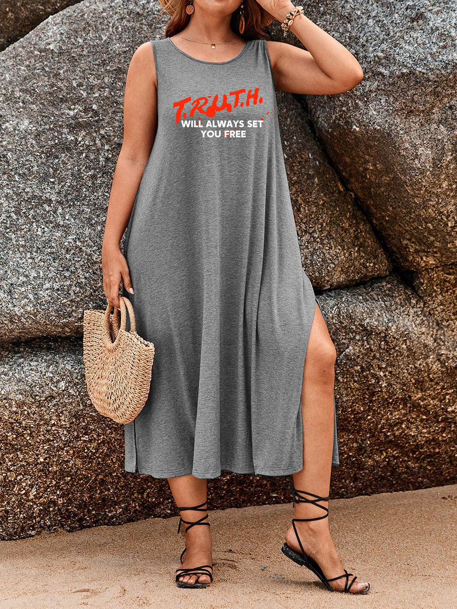T.R.U.T.H Will Always Set You Free Split Thigh Tank Dress