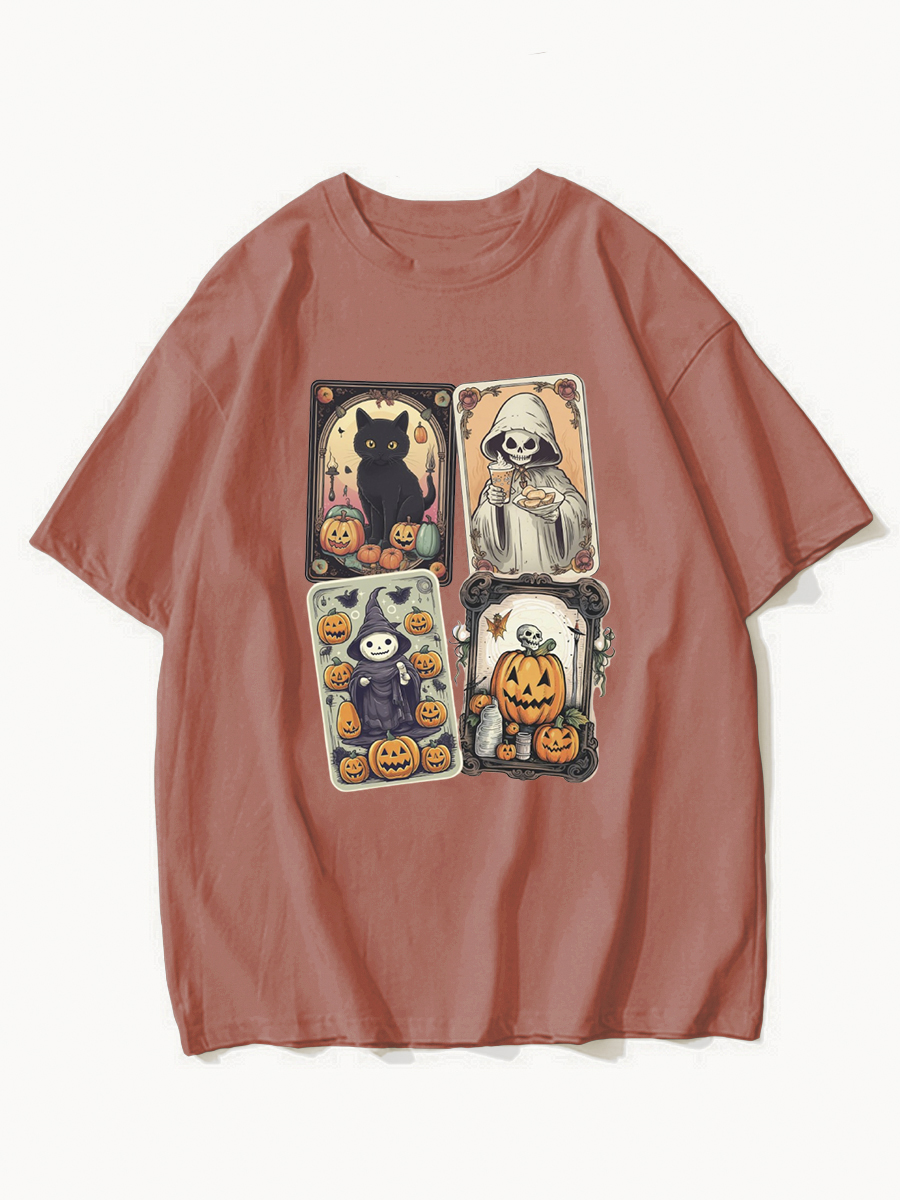 Retro Halloween Ghost Tarot Card Shirt