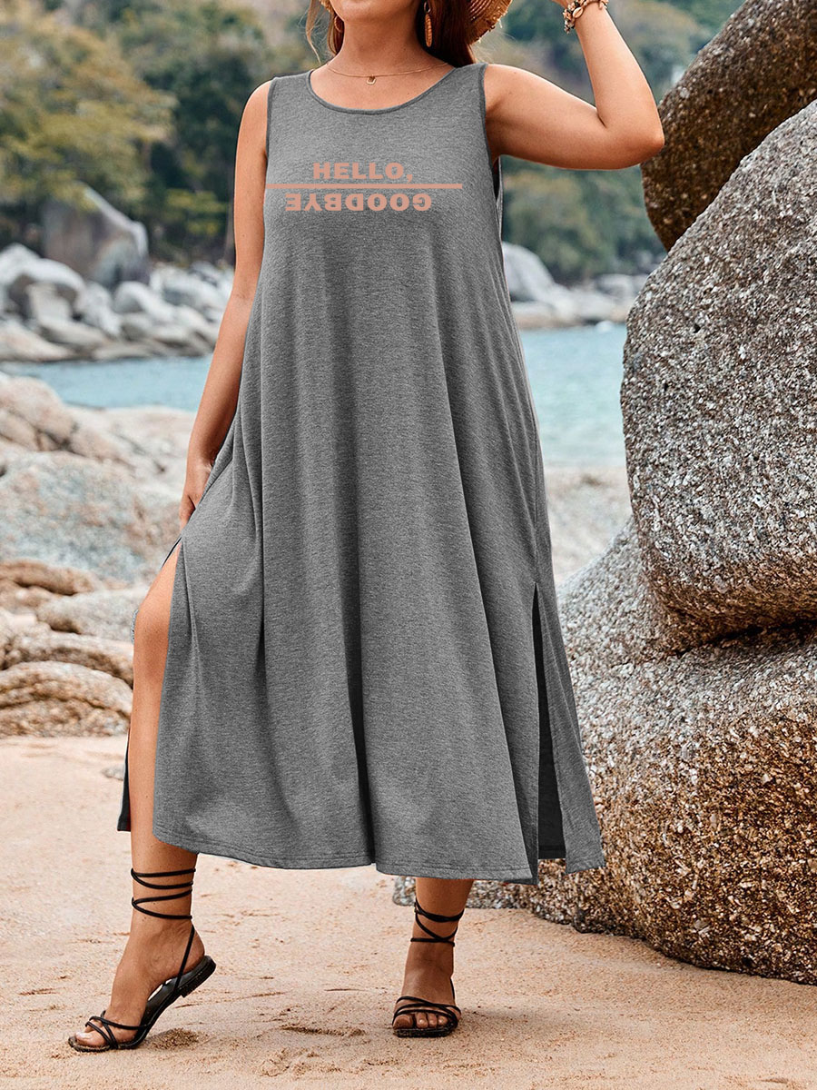 Hello Goodbye Split Thigh Tank Dress