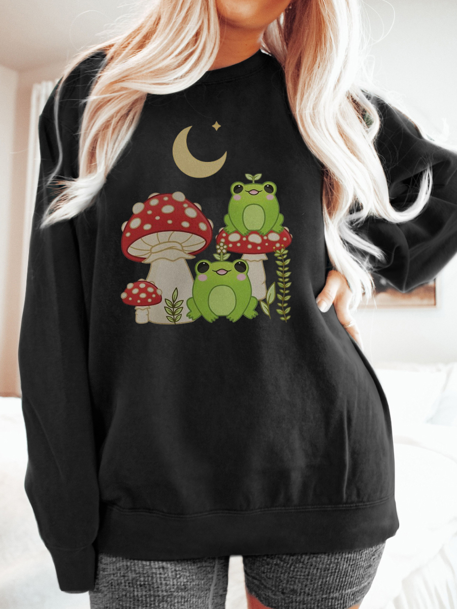 Cottagecore Mushroom Frog Sweatshirt