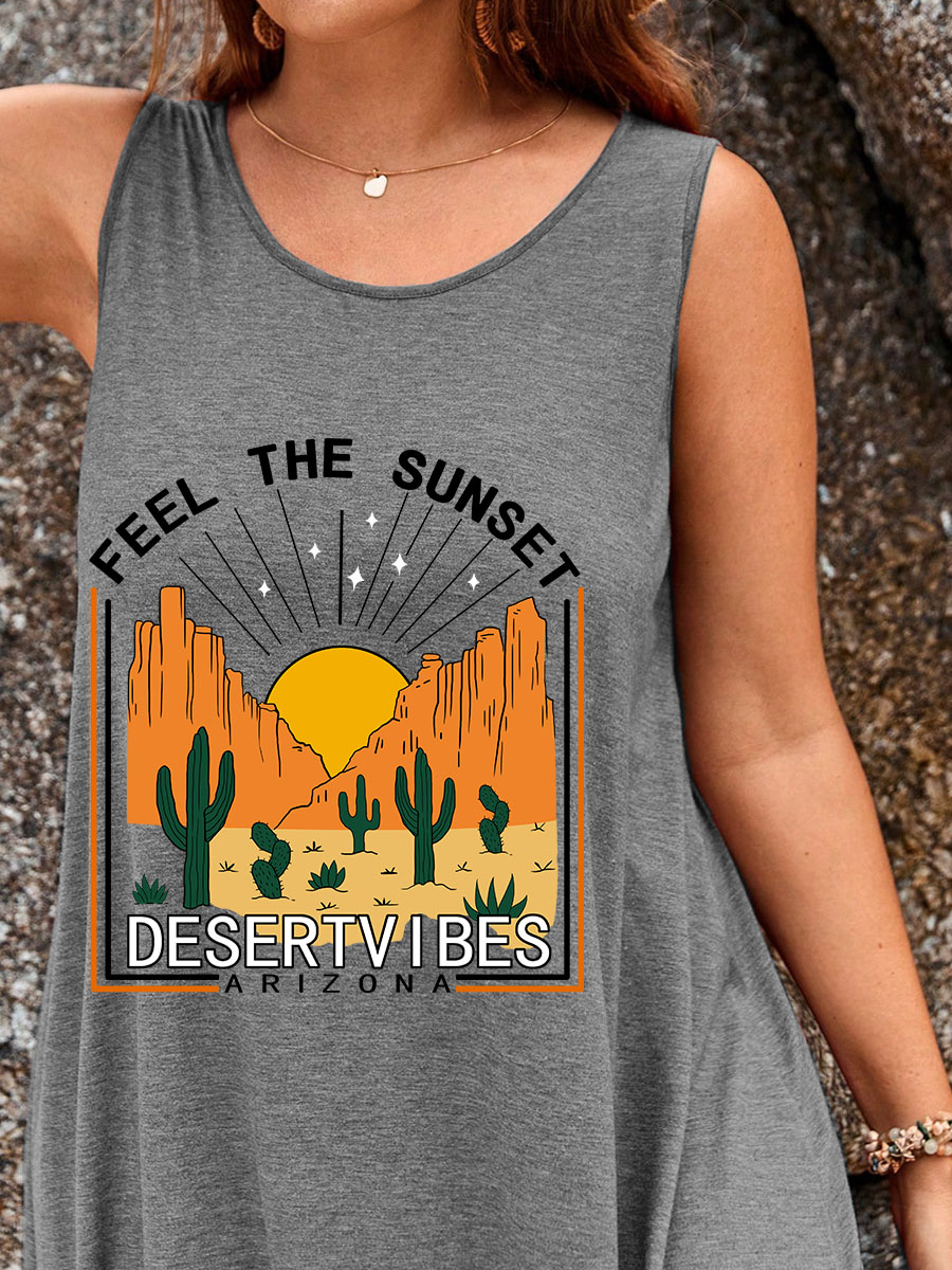 Feel The Sunset Desert Vibes Split Thigh Tank Dress