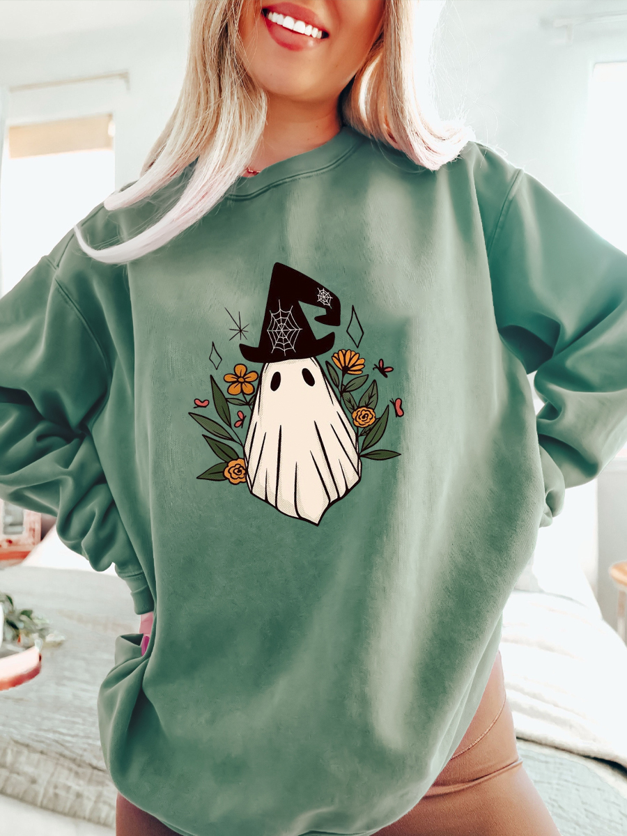Floral Ghost Halloween Sweatshirt