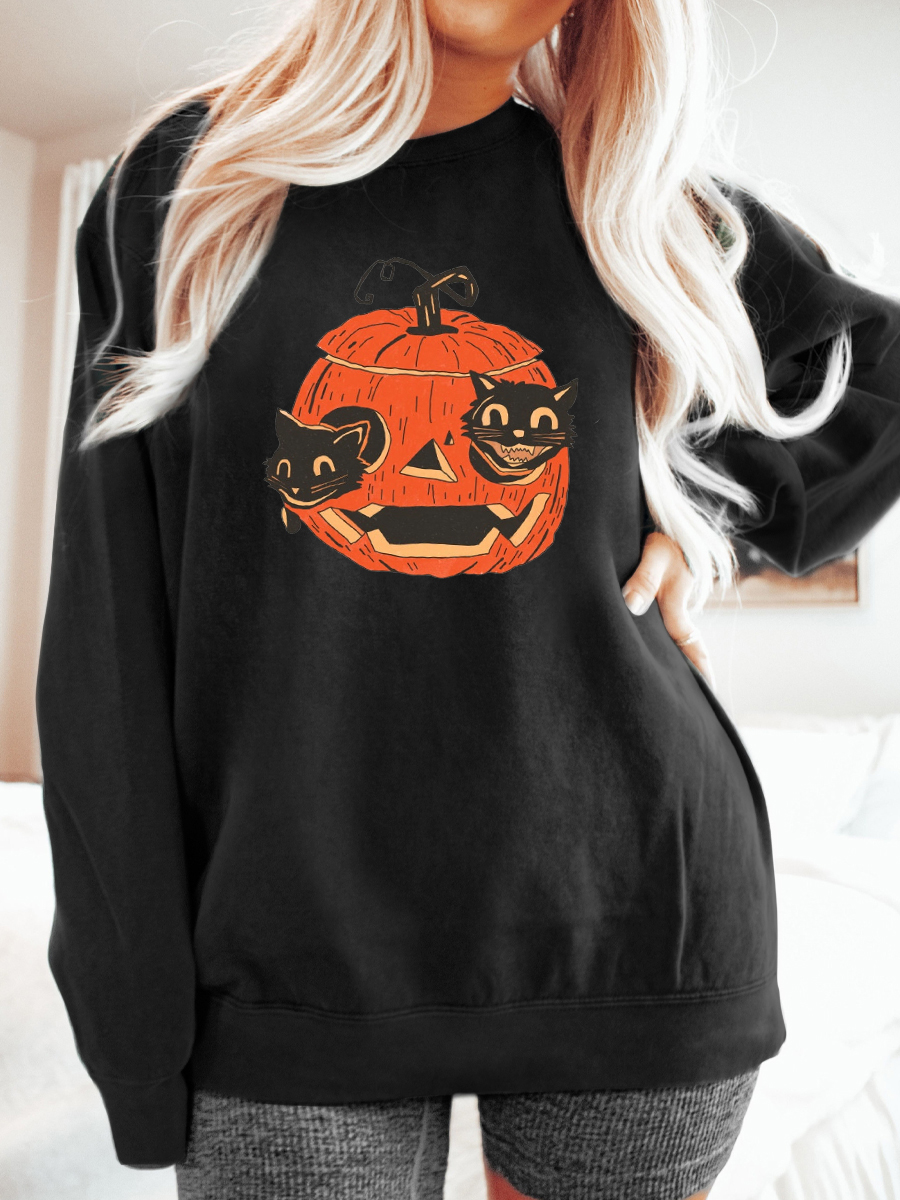 Pumpkin Black Cat Sweatshirt