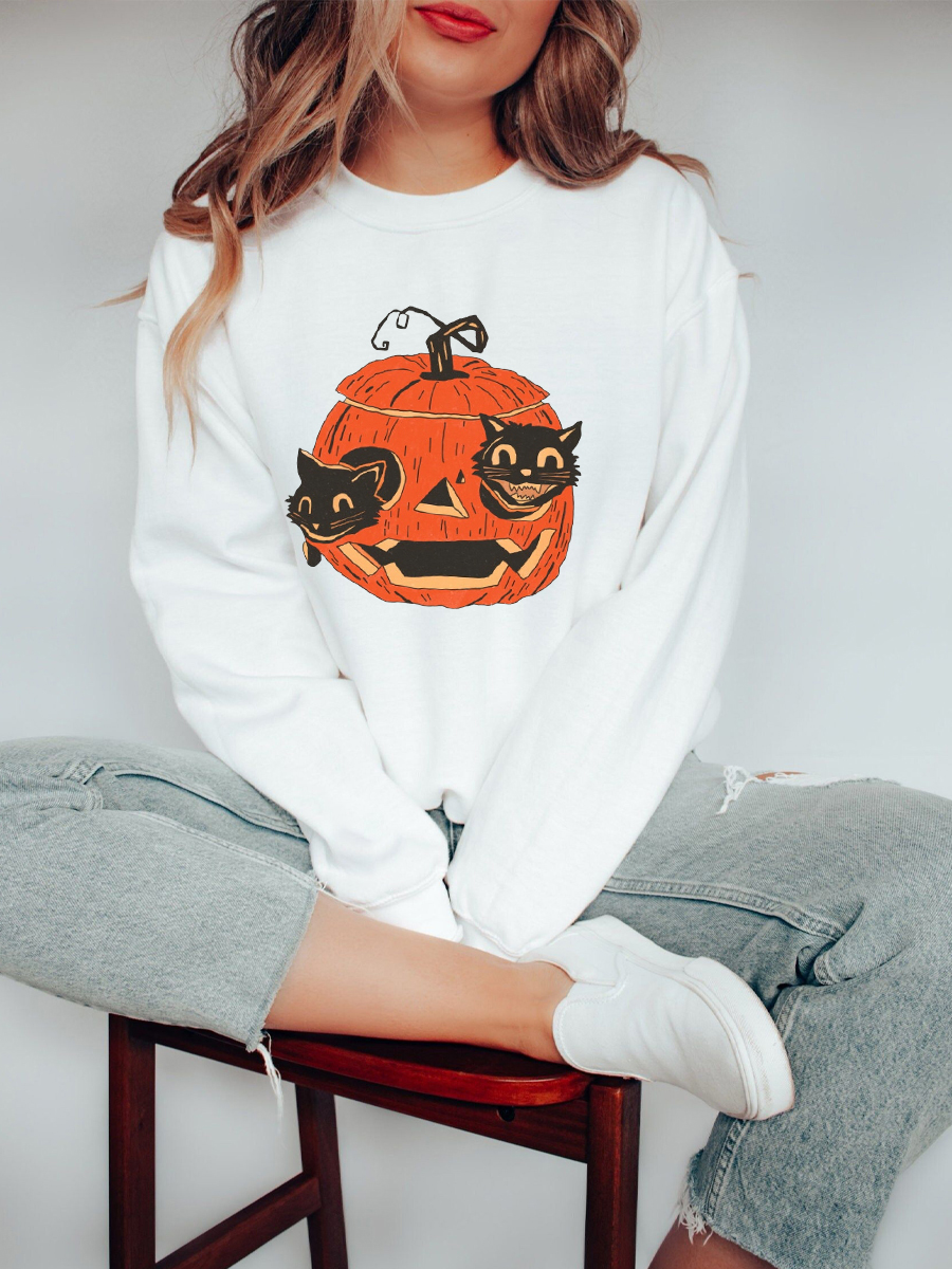Pumpkin Black Cat Sweatshirt