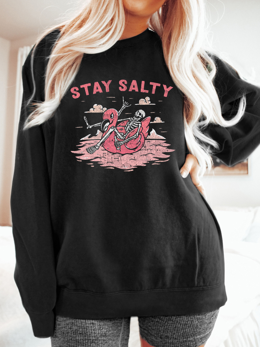 Stay Salty Skeleton Retro Halloween Sweatshirt